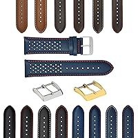 Perforated Leather Rally Watch Strap Band-Quick Release 18-19-20-21-22-23-24mm