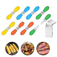Unves Corn Holders, 8 Pairs Stainless Steel Corn on The Cob with Butter Spreader,Corn Skewers for BBQ Twin Prong Sweetcorn Cooking Fork