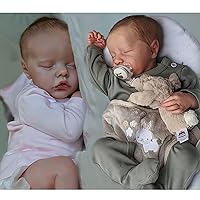 CHAREX 2 Pack Realistic Reborn Baby Dolls, 18 inch Lifelike Silicone Twin Baby Dolls Girl & Boy, Real Life Baby Dolls Set with Toy Accessories for Kids Age 3 4 5 6 7 +