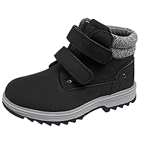 Kids' Hiking Work Boots for Boys Girls, Waterproof Outdoor Ankle Boots with Hook and Loop