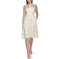 kensie Women's Sequin Lace Sheath Dress with Illusion Neck Line