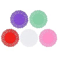 Paper Doilies 100 Pack 9.5 Inch Lace Doilies Colorful Decorative Disposable Round Paper Placemats Bulk for Dessert Cake Wedding Birthday Party Tableware Decorations