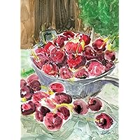 Toland Home Garden 119980 Watercolor Cherries Fruit Flag 12x18 Inch Double Sided for Outdoor Cherry House Yard Decoration