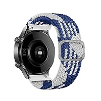 Nylon Smart Watch Band for 20mm 22mm Universal Braided Solo Loop Bracelet Watch4 40 44 Classic 46 42mm Strap (Color : Blue and White, Size : 22mm Universal)