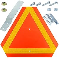 Slow Moving Vehicle Sign with Mounting Bracket Kit, Aluminum Triangle Warning SMV Sign, Safety Triangle Sign for Golf Cart, Truck, Farm Tractor