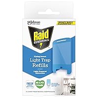 Raid Essentials Flying Insect Light Trap Refills, 2 Light Trap Refill Cartridges, Featuring Light Powered Attraction