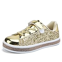 UUBARIS Girl's Glitter Tennis Shoes Fashion Sneakers for Kids Sparkly Princess Shoes Bling Walking Sneakers Shiny Sequin Shoes