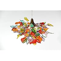 Chandalier Multicolored Flowers and Leaves - Pendant Lighting - Ceiling Lighting for Bedroom Lighting - Kitchen Lighting - Dining Room Lighting - Bathroom Lighting Ideas
