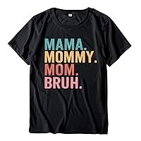 Summer Tops for Women Mothers Day Shirts Mama Vibes Letter Graphic Tshirt Cute Loose Crew Neck Short Sleeve Tee Tops