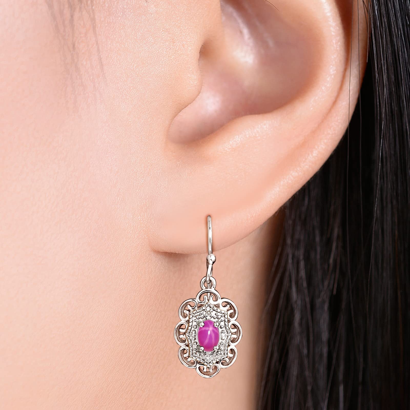 RYLOS Earrings For Women 925 Silver Earrings with Oval Shape Gemstone & Genuine Diamonds Dangling Earrings 6X4MM Birthstone Earring Color Stone Jewelry For Women Silver Earrings
