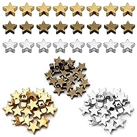 60pcs Star Spacer Beads for Jewelry Making,Brass Star Beads Loose Spacer Beads Small Hole Star Beads for DIY Necklace, Bracelet, Anklet, Earring Craft(Copper Color/Silver/Antique Cyan)