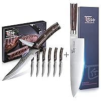Japanese Steak Knives Set Of 6+8 Inch Chef Knife, House Warming Gifts