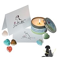 Pet Perennials Healing Hearts Cat Memorial Soy Candle with Feng-Shui Keepsake Stone (Embed) Loss of Cat Gift and Sympathy Card, Cat Memorial Gifts, Loss of Pet Sympathy Gift Memorial Candles