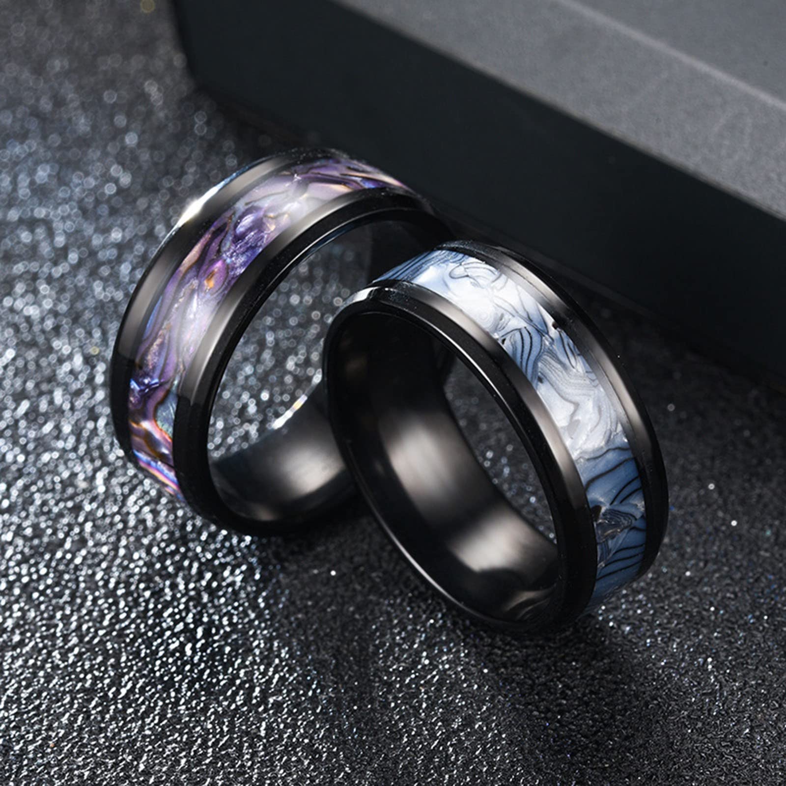 Stainless Steel Anxiety Ring for Women Men Size 6 13 Width 8MM 6 Color Exquisite Ring Black Sand Blasted Finished Silver Rings Sets