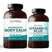 by JJ Virgin Magnesium Body Calm (120 Capsules) & Vitamin D Plus (60 Softgels) - Chelated Magnesium Supplement & Vitamin D + Vitamin K1 & K2, GG
