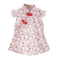 0-6T Toddler Baby Girl's Embroidered Dress Kids Girls Summer Casual Girl's Chinese Rabbit Print Dresses Clothes