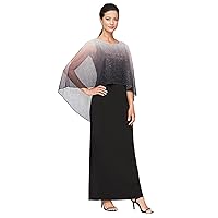 S.L. Fashions Women's Long Ombre Popover Cape Dress