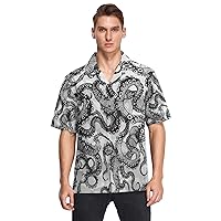 Ocean Men's Hawaiian Shirts Short Sleeve Button Down Beach Shirt for Men