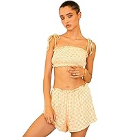Dippin' Daisy's Oasis Spaghetti Strap Cami Tube Top for Women, Sleeveless Tank top with Ruffle Trim on The top and Bottom
