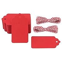 G2PLUS Red Gift Tags, 100PCS Red Paper Gift Tags with String, 2.75''×1.57'' Blank Labeling Tags for Mother's Day, Christmas, Valentine's, Gift Wrapping, DIY Arts&Crafts
