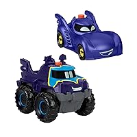 Fisher-Price DC Batwheels Light-Up 1:55 Scale Toy Cars 2-Pack, Bam The Batmobile and Buff, Preschool Pretend Play Ages 3+ Years