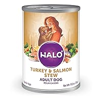 Halo Adult Dog Turkey & Salmon Stew 13.2 oz Can (Pack of 6)