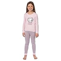 INTIMO Peanuts Girls' Pink Snoopy Just Be Happy Sleep Pajama Set For Kids