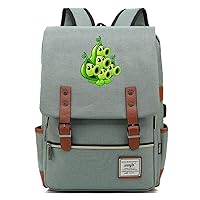 Plants vs. Zombies Game Vintage Rucksack 15.6-inch Laptop Backpack Business Bag with USB Charging Port Green / 4