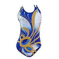 Blue Figure Synchronized Swimsuit for Girls Competitive Wear