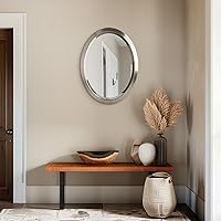 Head West Oval Brushed Nickel Stainless Steel Framed Bathroom Mirror, Vanity Beveled Mirror, Wall Mount Mirrors, Living Room Mirrors - 23