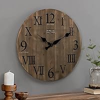 FirsTime & Co. Dark Brown Rustic Barn Wood Wall Clock, Large Vintage Decor for Living Room, Home Office, Round, Wood, Farmhouse, 24 inches