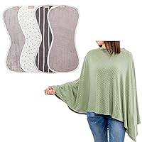 Nursing Cover Bundle with Set of Four Organic Cotton Burp Cloths