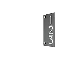 Modern House Numbers, Small Vertical Metallic Gray Aluminum with White Acrylic -Contemporary Home Address -Sign Plaque - Door Number - Hotel Room
