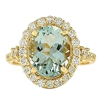 3.81 Carat Natural Blue Aquamarine and Diamond (F-G Color, VS1-VS2 Clarity) 14K Yellow Gold Cocktail Ring for Women Exclusively Handcrafted in USA