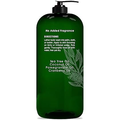 MAJESTIC PURE Tea Tree Body Wash - Formulated to Combat Dry, Flaky Skin - Soothes, Nourishes and Moisturizes Irritated, Chapped, Problem Skin Areas - (Packaging may Vary) -16 fl. oz.