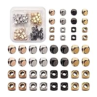 80pcs 304 Stainless Steel Cube Beads 4 Colors Metal Smooth Square Large Hole Loose European Spacer Beads 4mm 6mm for DIY Bracelet Necklace Jewelry Crafts Making Hole: 2.5-3mm