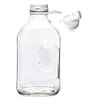 The Dairy Shoppe Heavy Glass Milk Bottle - Jug with Lid and Silicone Pour Spout - Clear Milk Container for Fridge - Reusable Glass Milk Jug Dispenser - Made in USA (64 oz, 1 Pack)