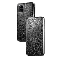 Retro Flower Comfortable PU Flip Phone case with Wallet Card Holder for Samsung Galaxy S21 S20 Ultra Plus FE Note 20 10 Ultra Pro Protective Cover Exquisite Shockproof Bumper(Black,Note 20)