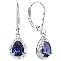 YL Women's Dangle Drop Earrings 925 Sterling Silver Solitaire Leverback Earrings Halo Teardrop Gemstones Jewelry