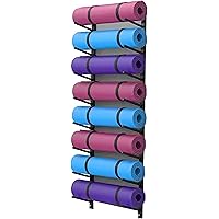 Yoga Mat Holder Wall Mount Home Gym Storage Rack, Commercial Heavy Duty Metal Exercise Mats Storage Organizer Shelf, Black Finish Display Stand (Size : 8 Tier)-1PC-