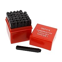PMC Supplies LLC 36 Pc 1/2 12.5 mm Steel Stamps Punch Set for Stamping Metal  Letter Alphabet Number Marking Gold Silver Bars