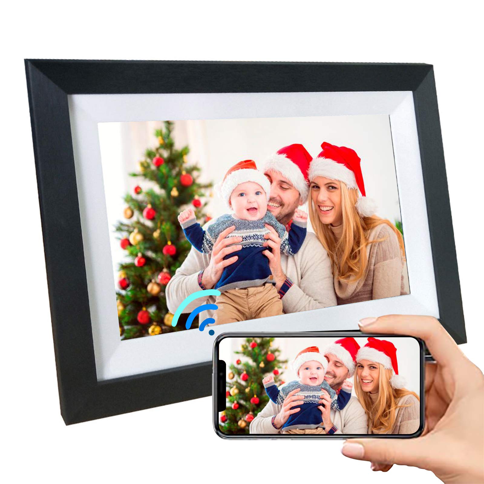 NPET Smart LCD Digital Picture Frame WiFi 10.1 Inch 16GB with IPS Touch Screen HD Display Background Music Support 1080P Video Easy Setup to Send Photos&Video Remotely via App (10 inch)