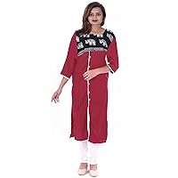 Indian Women's Long Dress Maroon Color Maxi Dress with Pippin Ethnic Tunic Plus Size