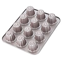 CHEFMADE Canele Mold Cake Pan, 12-Cavity Non-Stick Canele Muffin Bakeware Cupcake Pan for Oven Baking (Champagne Gold)