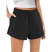 AUTOMET Sweat Shorts Womens Casual Athletic High Waisted Shorts Comfy Lounge Workout Shorts Summer Baggy Shorts with Pockets