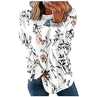 Long Sleeve Shirts for Women Crewneck Trendy Shirt Casual Sweatshirts Loose Pullover Printed Sweater Tops Blouse