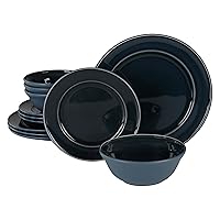 Martha Stewart Portillo 12 Piece Reactive Stoneware Dinnerware Set - Blue