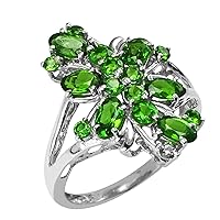 Carillon Chrome Diopside 5X3MM Natural Non-Treated Gemstone 925 Sterling Silver Ring Anniversary Ring for Women