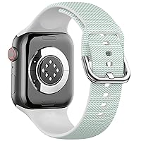 Compatible with Apple Watch Band 38mm 40mm 41mm (White Mint Chevron Pattern) Replacement Silicone Soft Sports Bracelet for iWatch Series 8 7 6 5 4 3 2 1 Ultra SE