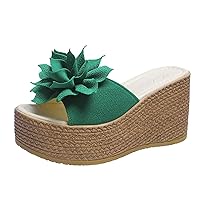 Women's Ladies Slippers Thick-Bottom Solid Pearl Waterproof Wedge Sandals Shoes